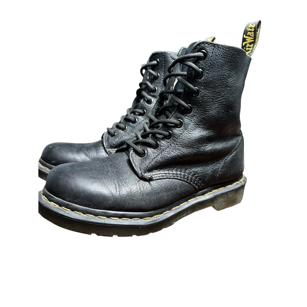 Doc Martens Pascal Womens 8 Black Leather Lace Up‎ Air Wair Boots AW004 #S25-3